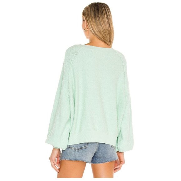 FREE PEOPLE Found My Friend Bouclé Pullover in Misty Jade Size Small - Picture 3 of 10